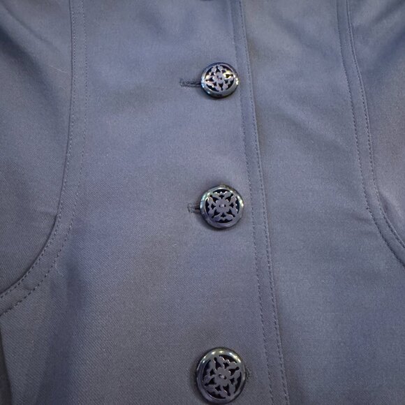 Etcetera Peplum Jacket Navy Blue Round Neck with Button Closure Women's Size 4 - Picture 6 of 7